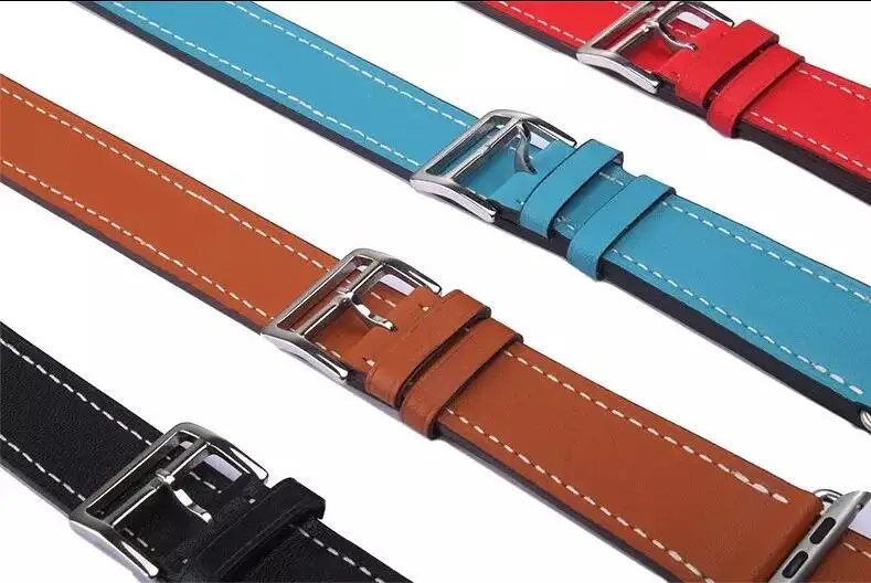 Удлиненный ремешок из натуральной кожи для iwatch для Apple Watch band Double Tour 38 мм 42 мм 40 мм 44 мм Series 4 2 3 1series 5