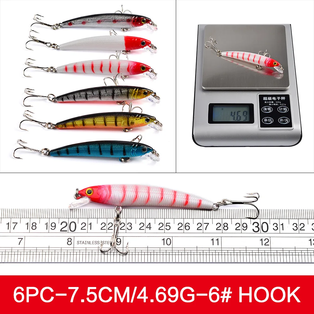 

JOINJOY 56 Pcs/set Fishing Lure Bass Bait Soft Hard Artifical Bait Crankbait Fishing Wobblers Minnow