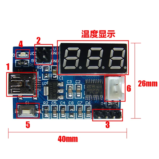

NTC temperature measurement development board with NTC temperature sensor STM8S003F3