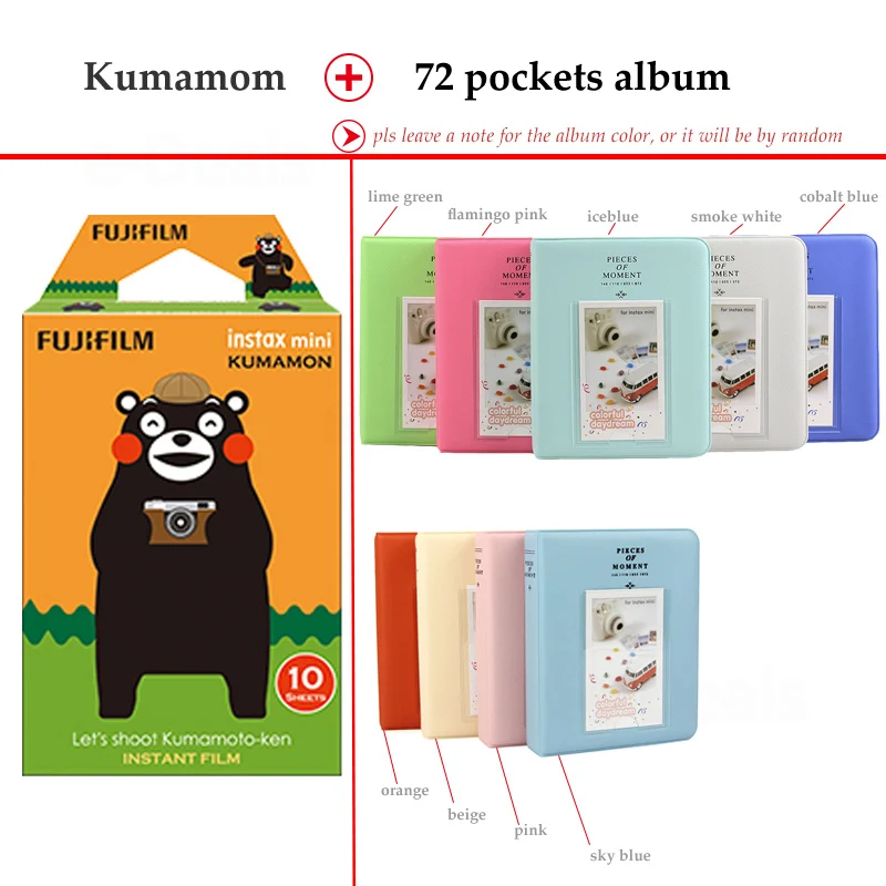 Fujifilm Instax Mini Film Kumamon 10 листов для 9 8 + 7s 70 90 25 мгновенный принтер Polariod камеры