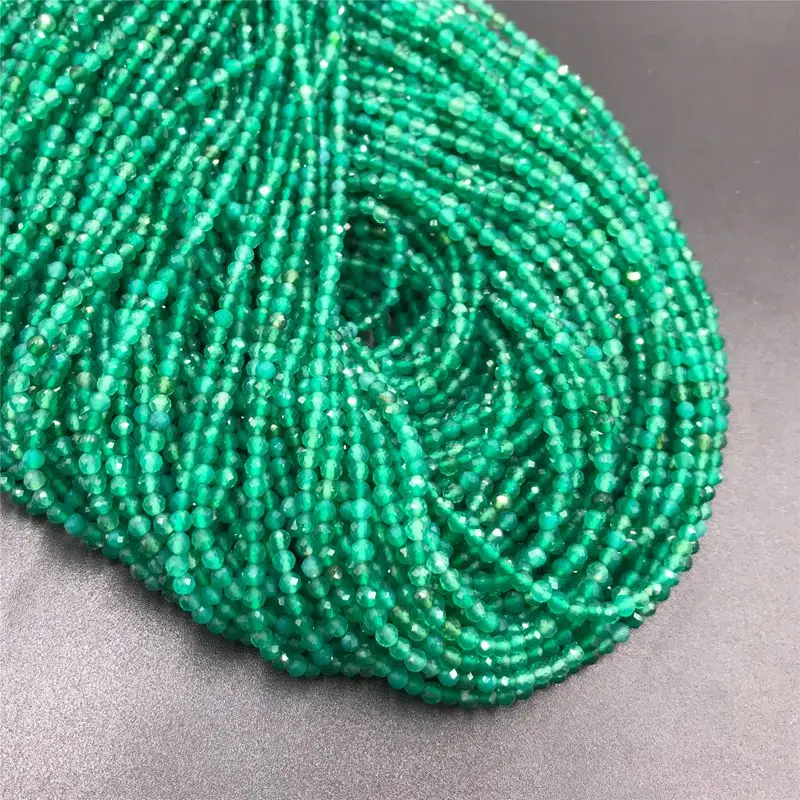 green agate 2 мм розовый опал Quartzs граненые бусины микро граненные драгоценные камни круглые бусины крошечный камень бусины для изготовления браслетов для женщин ожерелье - Цвет: green agate