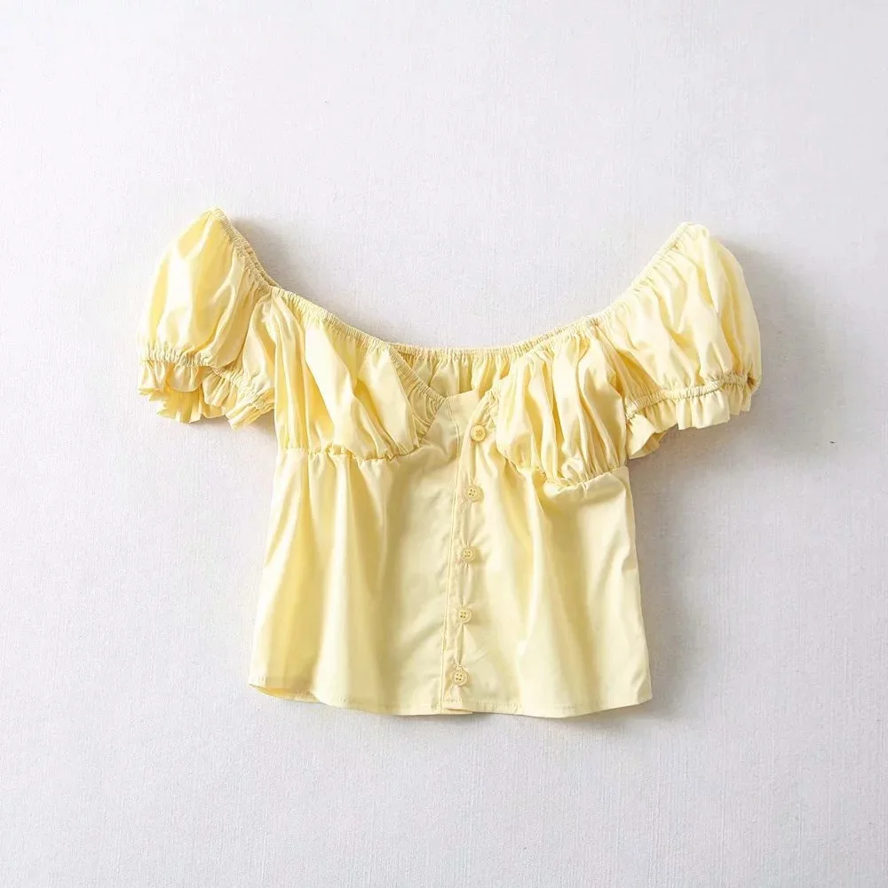 Summer tops for women blouses white crop top sexy puff sleeve blouse shirts ruffle streetwear Korean fashion clothing |