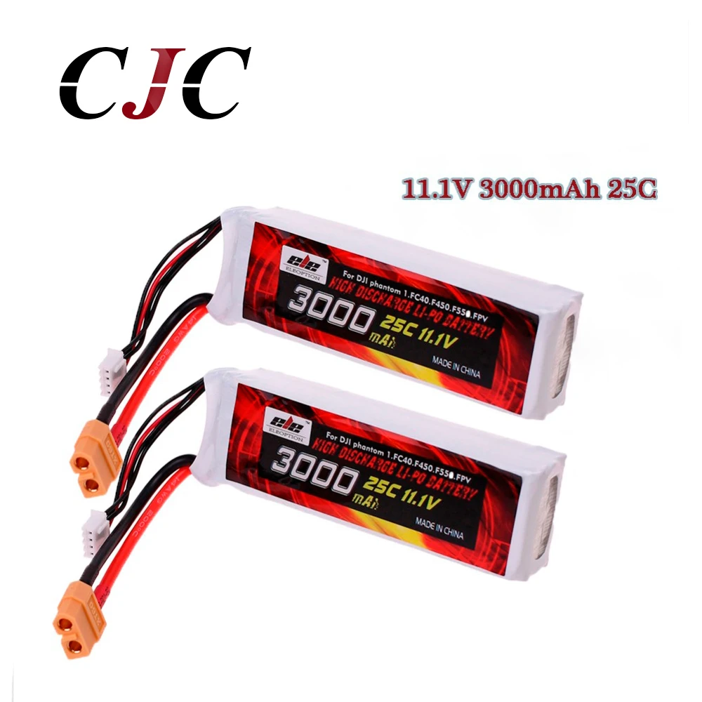 2 шт. обновленная Lipo батарея 11 1 В 3000 мАч 25C XT60 вилка для DJI Phantom FC40 Flame Wheel F450 F550 FPV RC