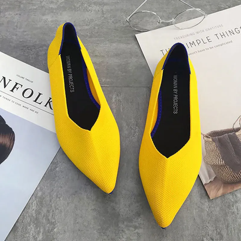 5008-2Yellow GENSHUO; Летняя женская обувь; дышащая обувь на мягкой подошве с леопардовым принтом; камуфляжная трикотажная обувь на плоской подошве; туфли на плоской подошве с острым закрытым носком - Цвет: 5008-2Yellow
