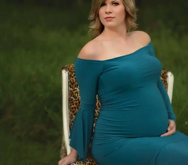 Новые стильные платья-Макси для беременных с оборками фотосъемки платье
