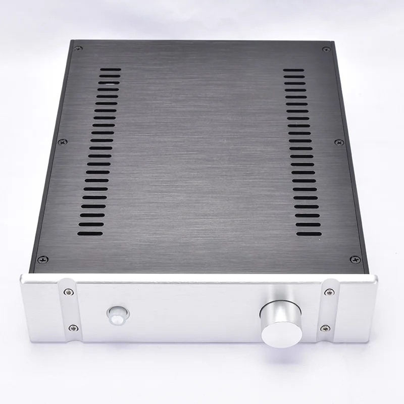 Серебристый KYYSLB 260*70*311 мм DIY Box 2607B алюминиевый чехол для усилителя шасси с усилителем корпус с жалюзи - Цвет: Серебристый