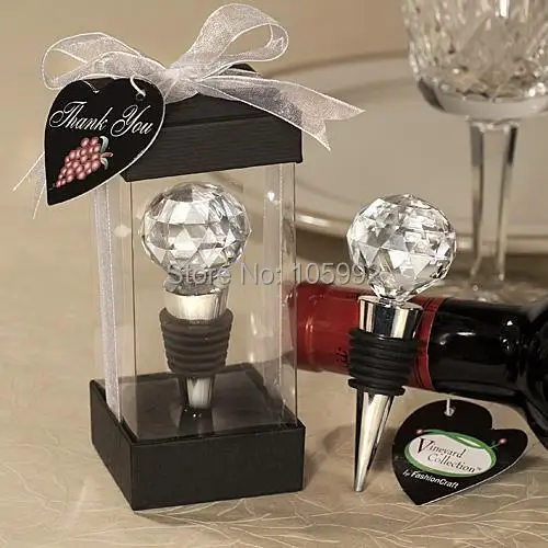 

Spherical CRYSTAL Elegant Red Wine Bottle stopper Exquisite Reusable Vacuum Sealed gift box Wedding Favors gift 10Pcs/lot