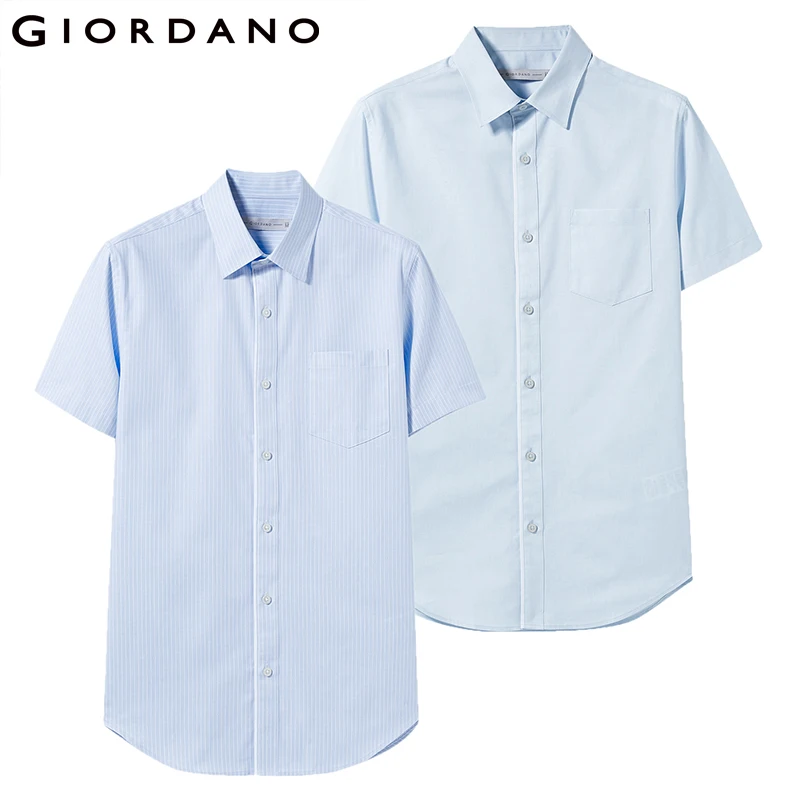 Giordano две простые рубашки slim fit с короткими рукавами выполненные из хлопка и полиэстера, имеется шесть различных цветов на выбор