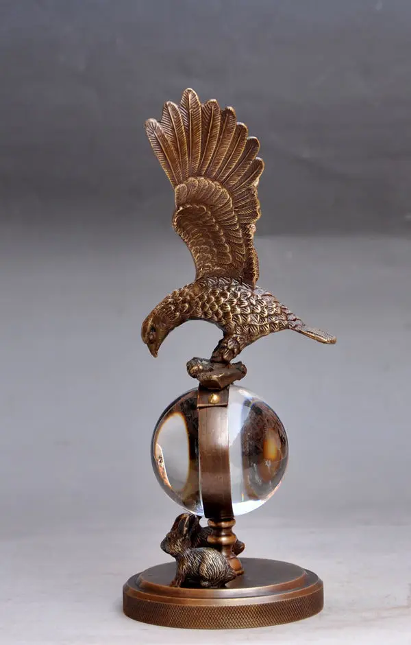 Сборная бронзовая Медная скульптура Орла механические часы настольные статуя |