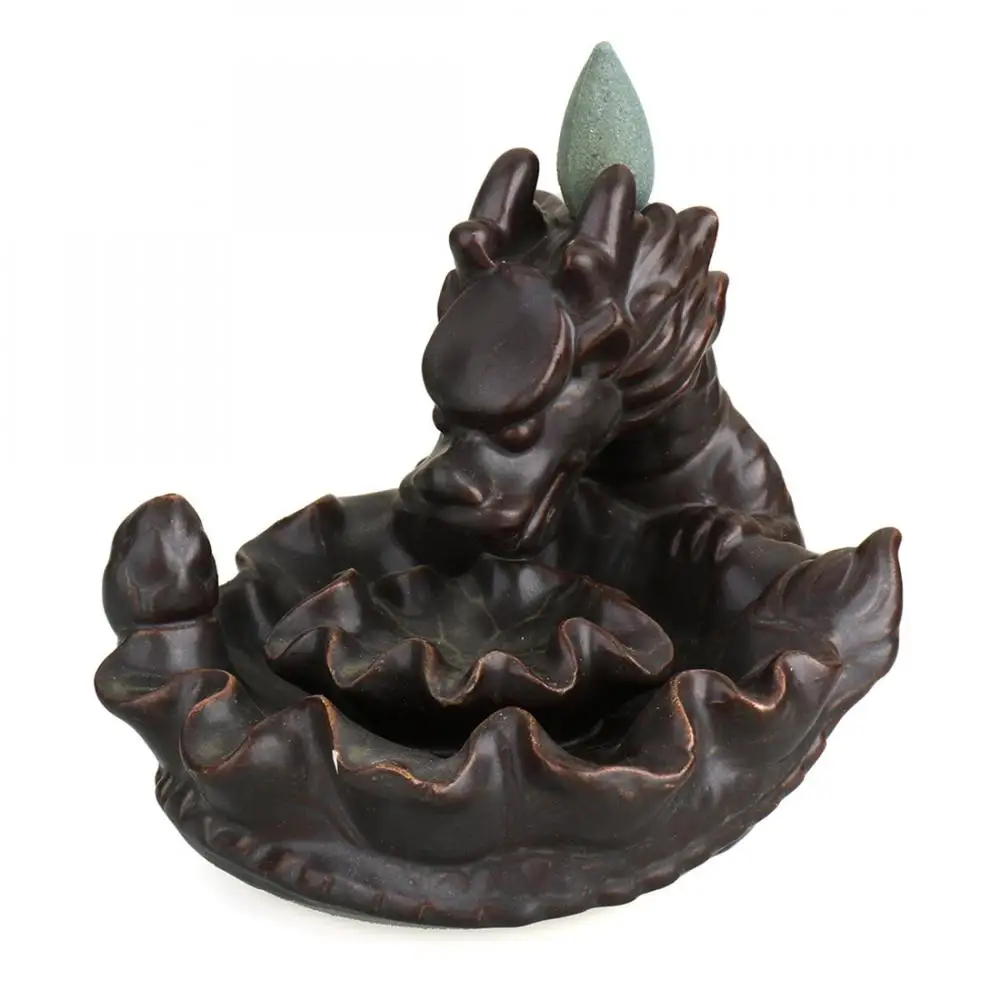

Backflow Incense Burner Incense Cone Sticks Holder Porcelain Dragon Smoke Waterfall Incense Holder Aromatherapy Yoga Home Decor
