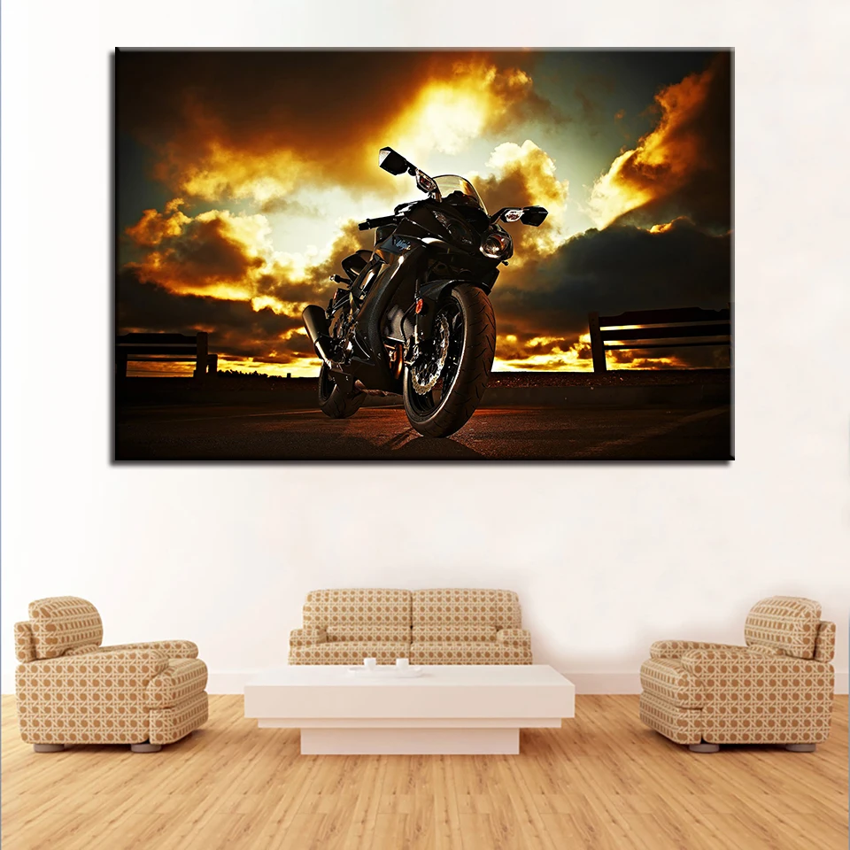 Цельнокроеное платье закат пейзаж мотоцикл современные холст фотографии bebroom