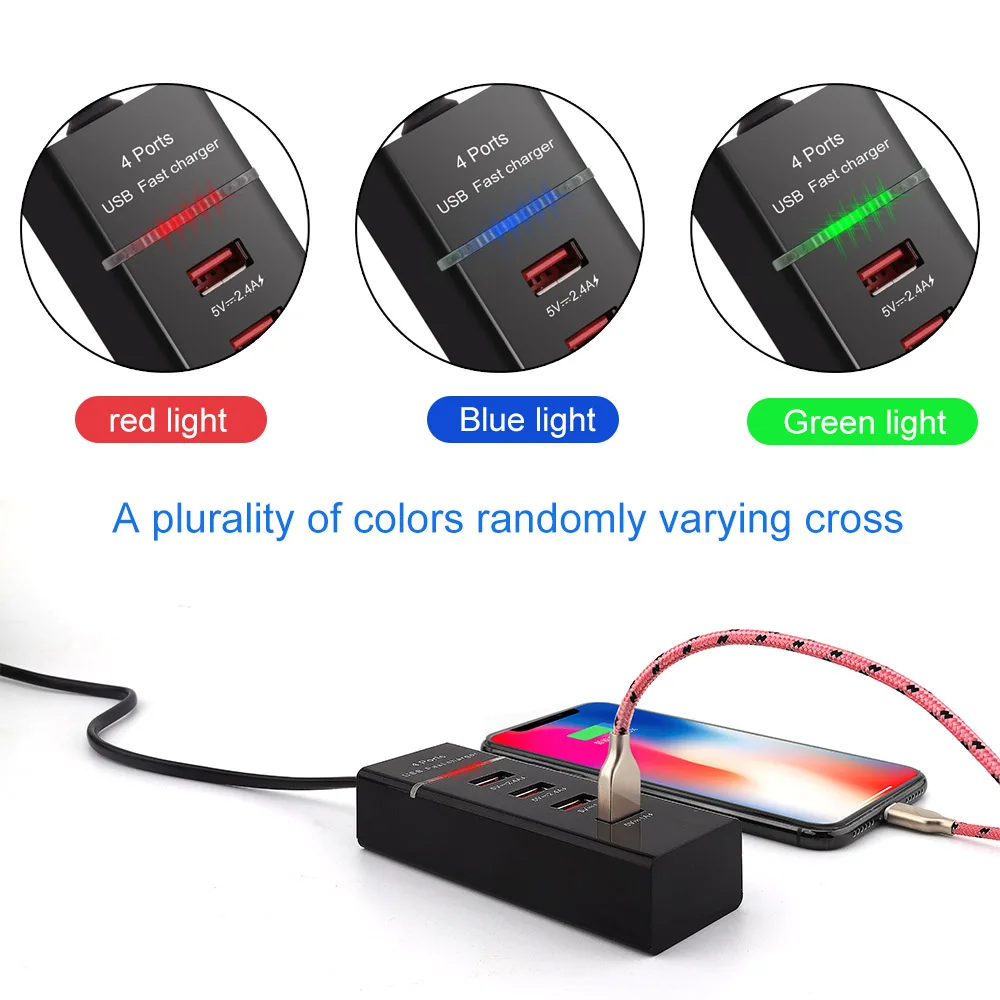 DCAE 4 порта USB зарядное устройство для iPhone X 8 iPad Samsung Xiaomi настенная Зарядка 5 V/3A EU US