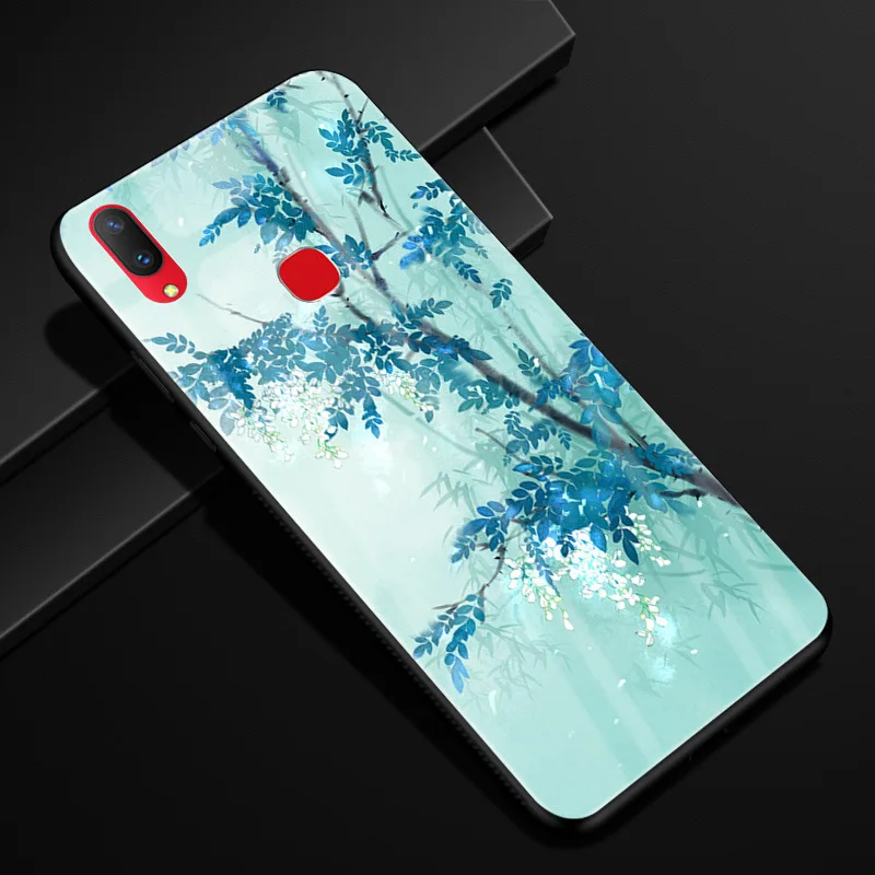 Чехол для Vivo Y91, Y95, закаленное стекло, чехол с рисунком, черный, TPU, бампер, чехол для Vivo Y95, Vivo Y91, чехол для телефона, стекло, Y 91