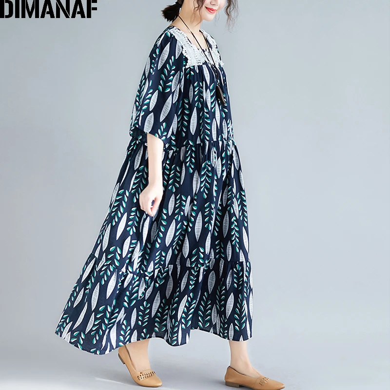 DIMANAF плюс размер женское длинное платье винтажный Летний Сарафан женский Vestidos