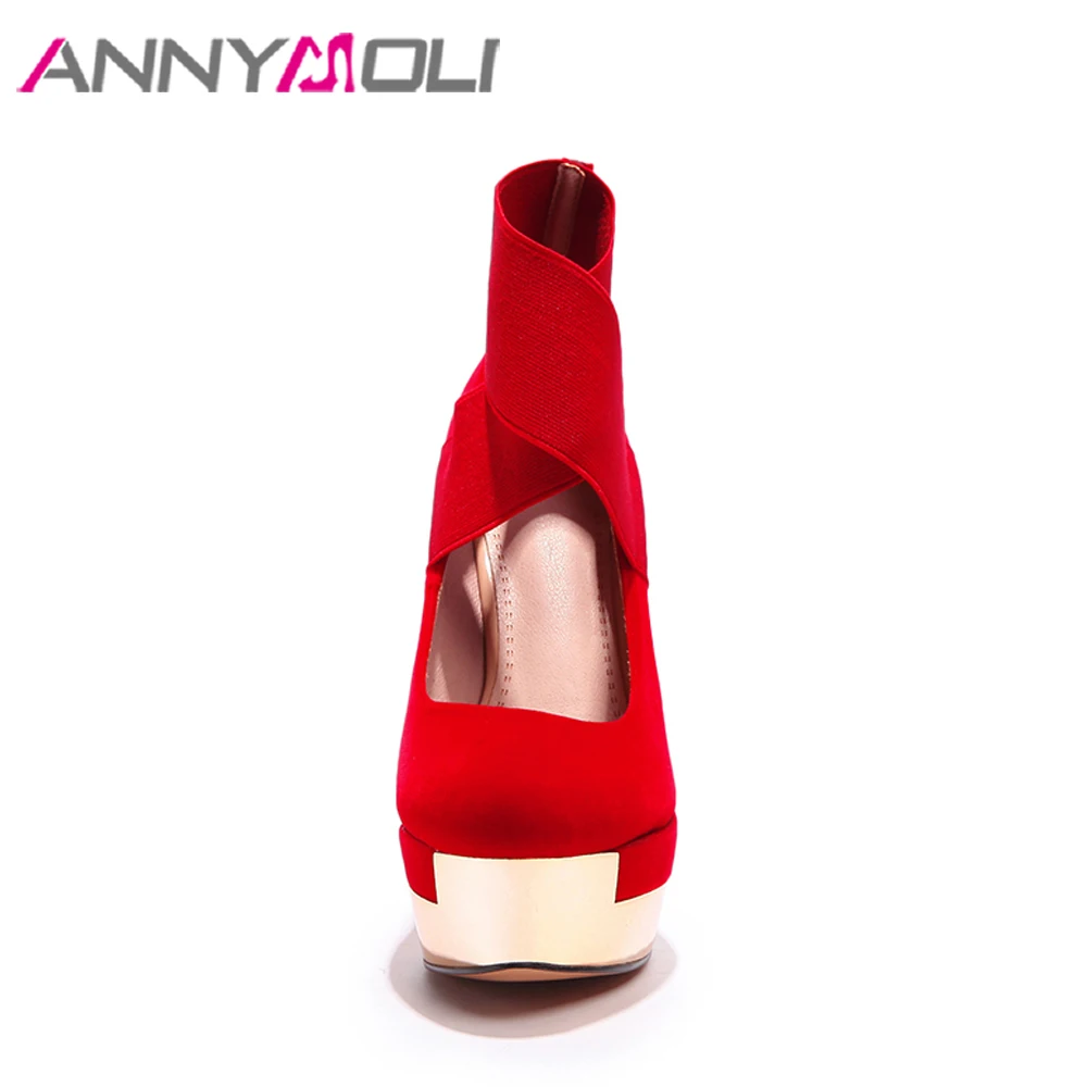 ANNYMOLI/женские туфли на высоком каблуке и платформе Туфли шпильке с ремешком