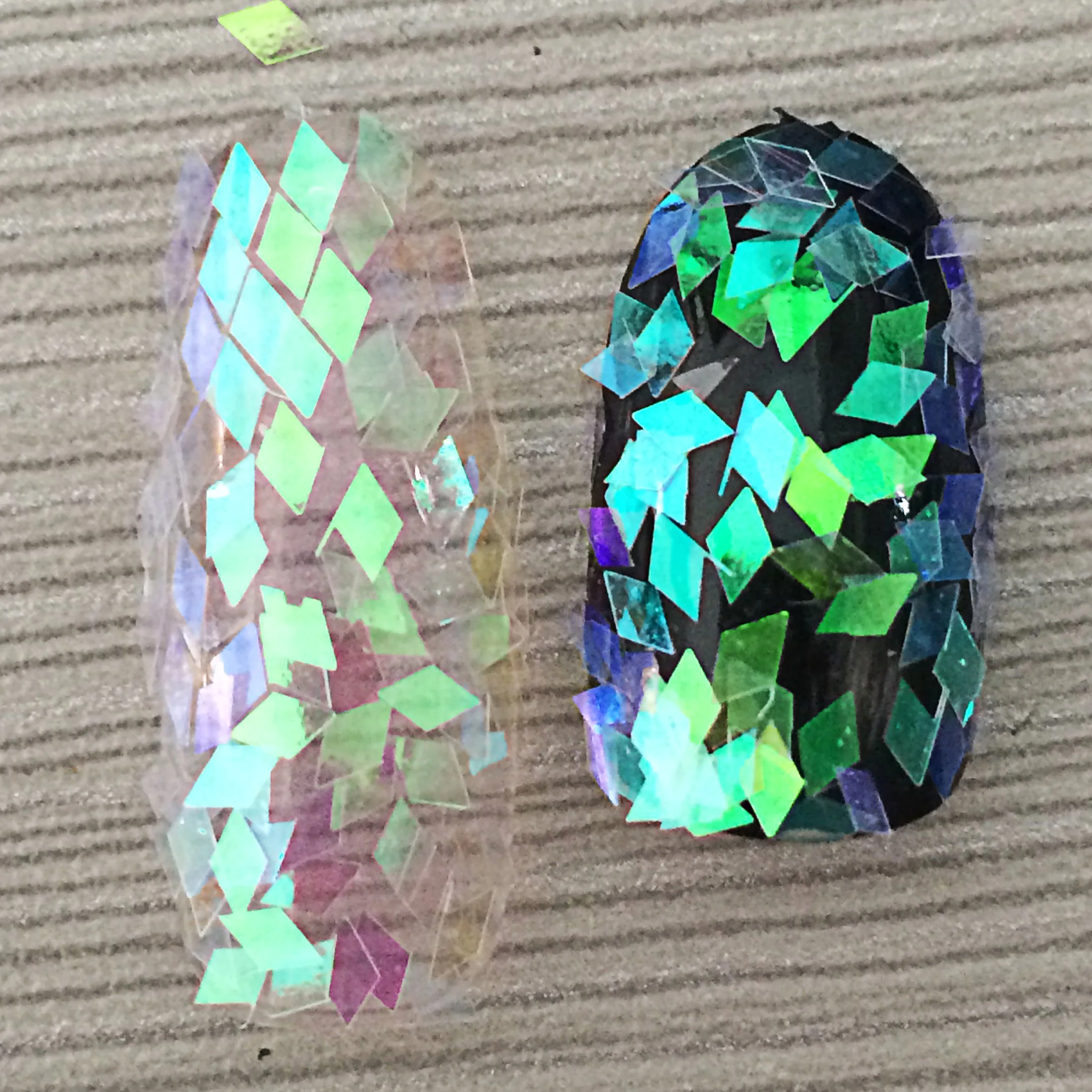 Переливающийся белый с фиолетовым зеленым светильник 2 мм Размер ромбовидный