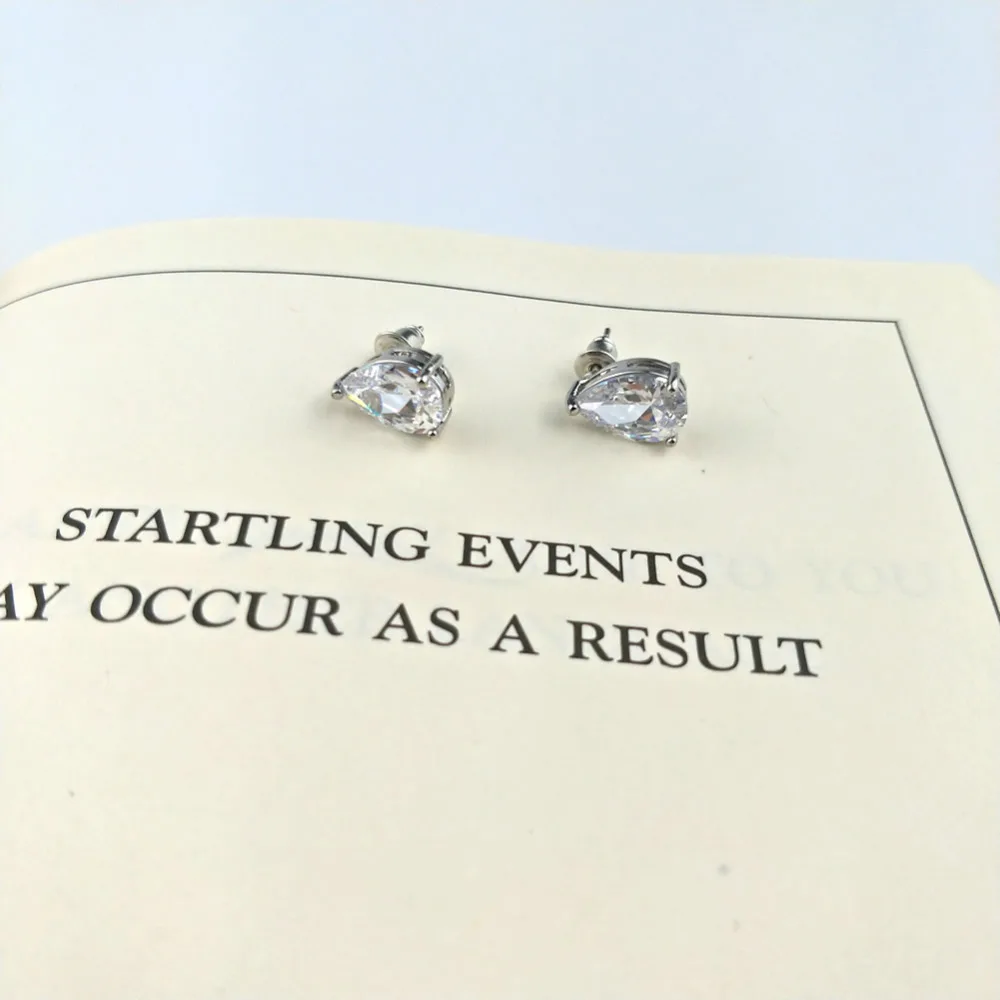 Godzgift Brand High Quality Silvery Color Long Black Natural Crystal Brass Earring Fashion Women Jewelry New Chic JE0083 | Украшения и