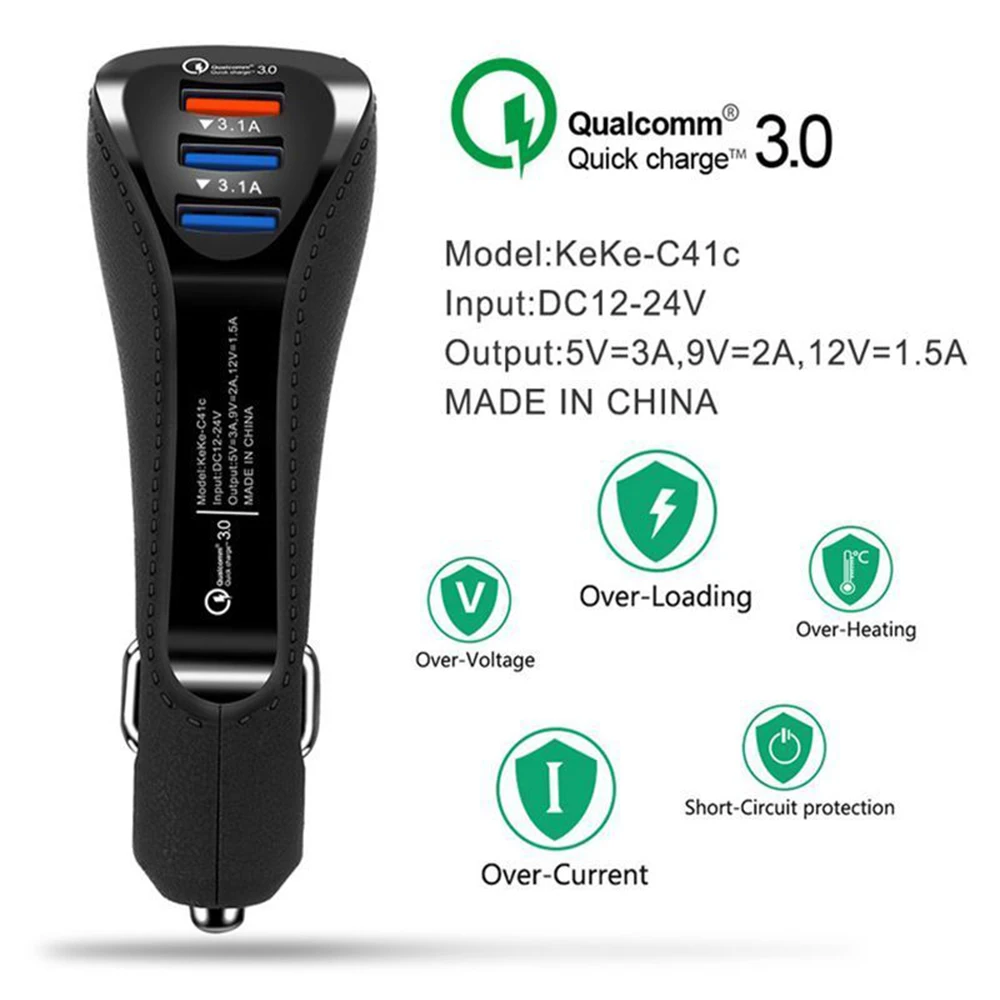 3.1A QC3.0 три USB порта новое автомобильное быстрое зарядное устройство