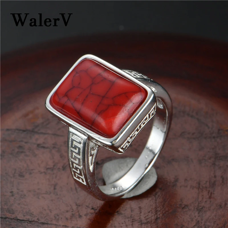 Классические ретро кольца WalerV для женщин и мужчин прямоугольные полосы