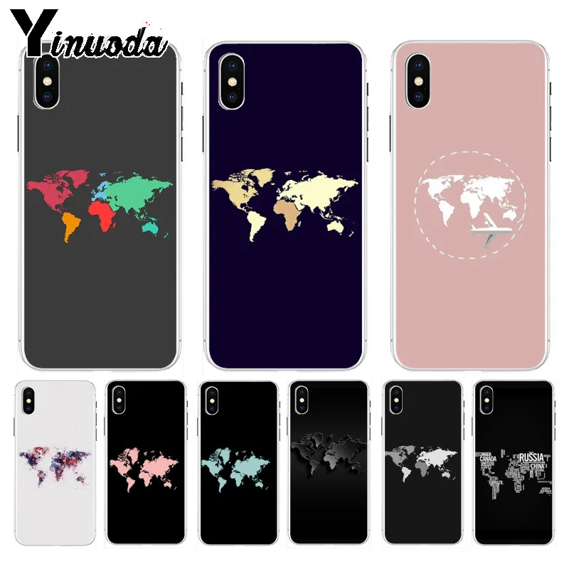 Уникальный роскошный силиконовый чехол для телефона Yinuoda с картой мира Apple iPhone 8 7 6