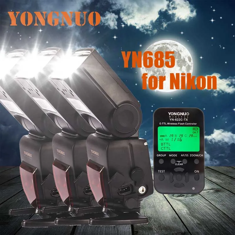 

3xYONGNUO YN685 N Wireless 2.4G HSS iTTL Speedlite Flash+Trigger for Nikon D800E D800 D4 D3x D3s D3 D2x D700 D300s D300 D200 D90