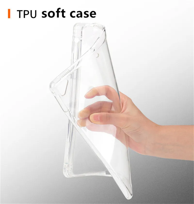 NEW TPU Soft Silicone Case for Apple iPad 2018 2017 pro 9.7 with Pencil Holder Shell Full Transparent Cover For ipad 5/6 air 1 2 |