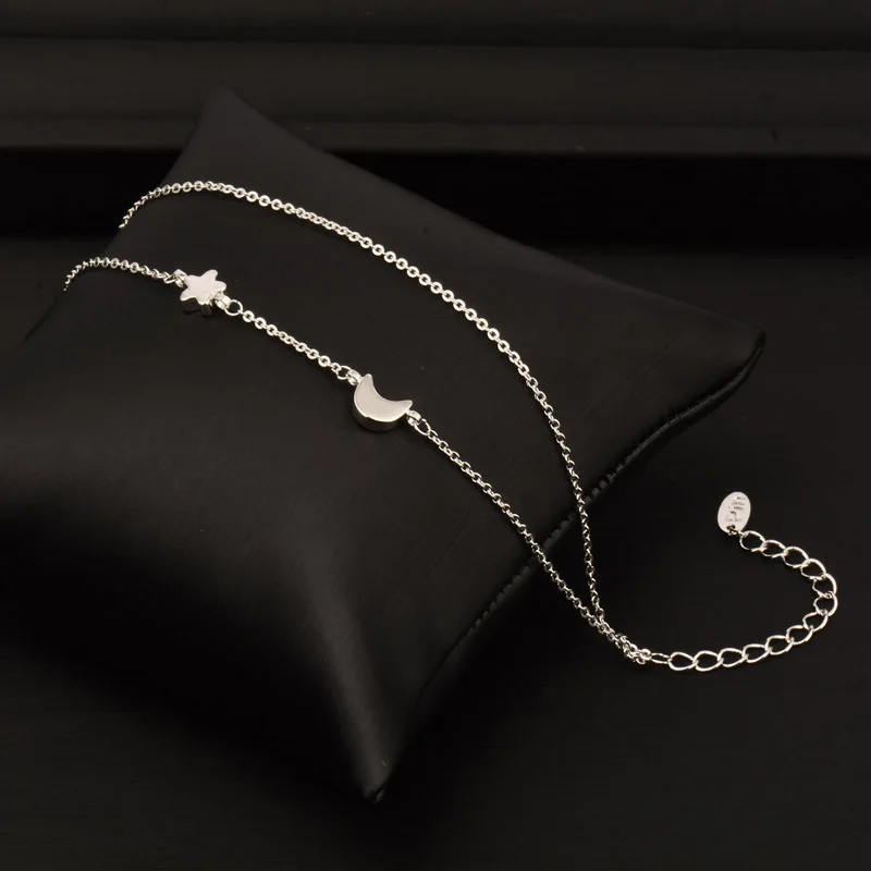 star-silver Серьги sinleery Star Moon Cross Heart 2 Многослойные браслеты Цепочка для женщин серебро розовое золото цвет модные ювелирные изделия Sl290 SSI - Окраска металла: star-silver