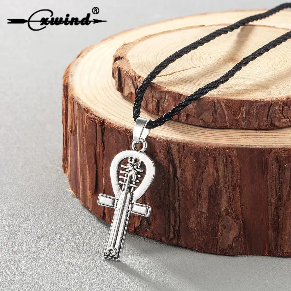 

Cxwind Retro Ankh Key Of Life Necklaces Jewelry Cross Religious Pendant Necklace Rope Chain Jewelry Egyptian Men's Choker