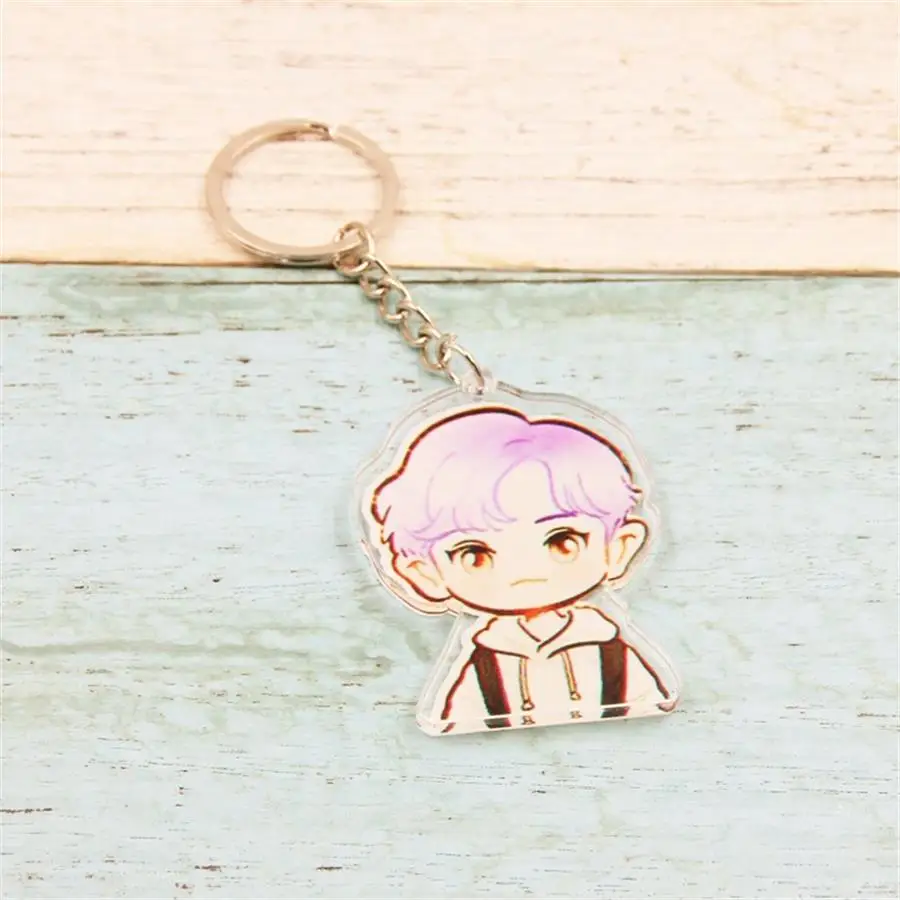 Kpop милый брелок EXO Planet#4 Мультфильм двухсторонний брелок для фотографии Baekhyun сумка Kai подвеска - Цвет: CHANYEOL