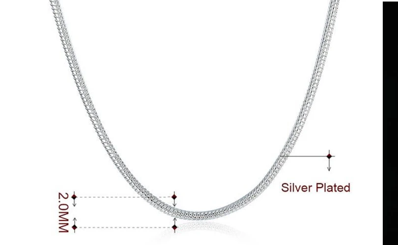 Распродажа 16 &quot18&quot 20 &quot22&quot 24 &quot2 мм оптом Серебряная Змея рыбий скелет collares
