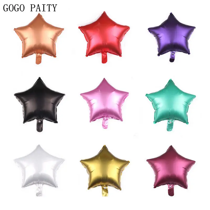 GOGO PAITY New 18-inch metallic five-pointed star aluminum balloon holiday party wedding decorative wholesale | Дом и сад