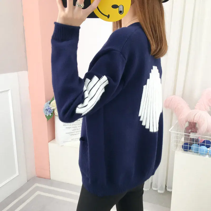 

Single-breasted V-neck Cardigan Female Korean Jacket 2019 New Spring Autumn Loose Shirt Short Jacquard Knit Sweater Coat f914
