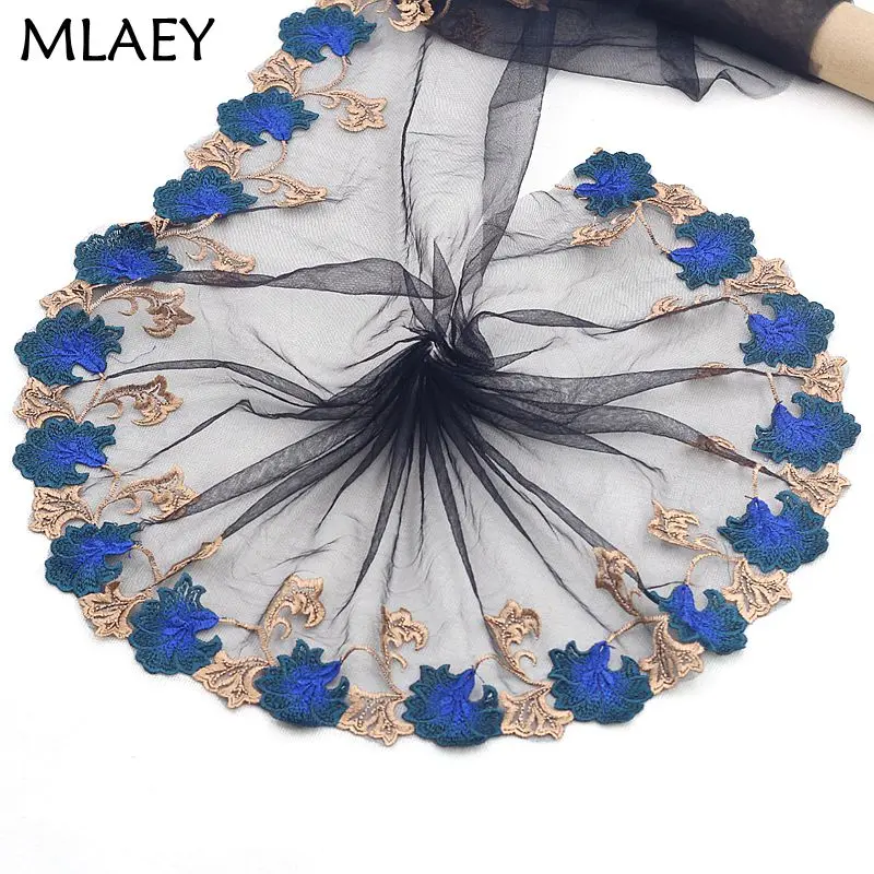 MLAEY 2 yards синий изысканный эластичный стрейч кружевной отделкой Высокое качество