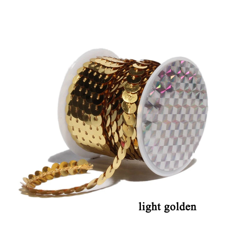 light gold 5 м/лот, 6 мм, блестки для шитья, блестки, блестки, отделка для дизайна ногтей, Свадебный декор, блестки с блестками, одежда для девочек - Цвет: light gold
