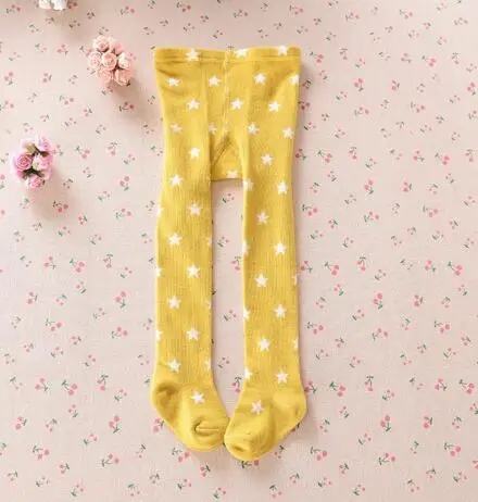 star yellow Колготки для маленьких девочек со звездами колготки для новорожденных девочек Детские хлопковые колготки для малышей Колготки, детская одежда От 0 месяцев до 4 лет для мальчиков - Цвет: star yellow