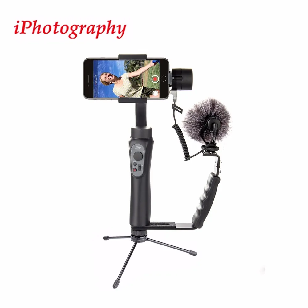 Zhiyun гладкой Q ручной Gimbal стабилизатор + микрофон Камера сцепление кронштейн L