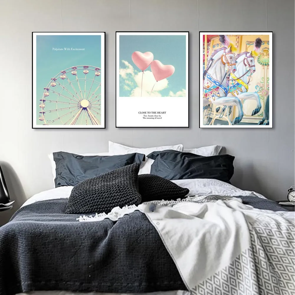 Скандинавский парк развлечений пейзаж настенная живопись Холст Поп