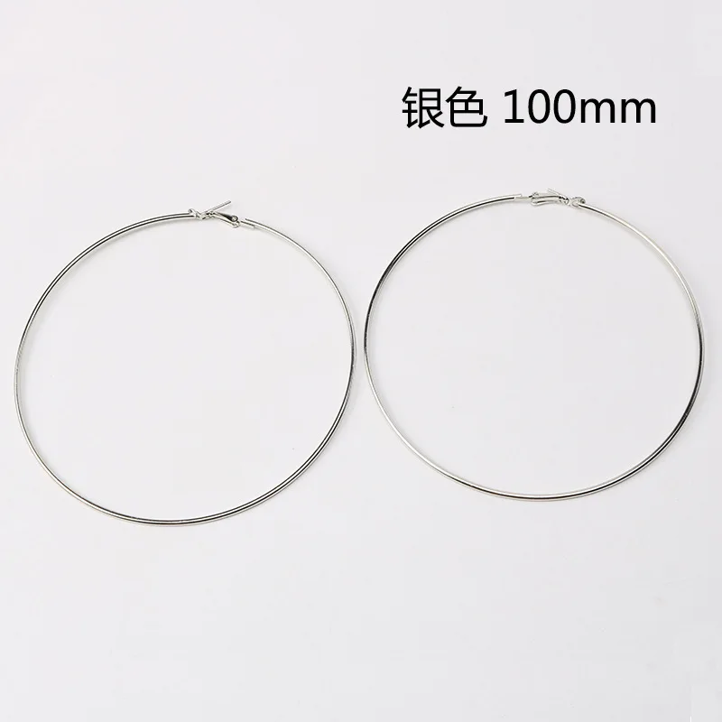 100mm silver Большие размеры 90 мм 100 мм Серьги-кольца для женщин классические круглые серебряные золотые круглые женские ювелирные аксессуары панк Brincos Pendientes - Окраска металла: 100mm silver