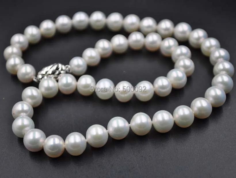 ?? 自然な色 9 ミリメートル淡水レア真珠のネックレス送料無料
