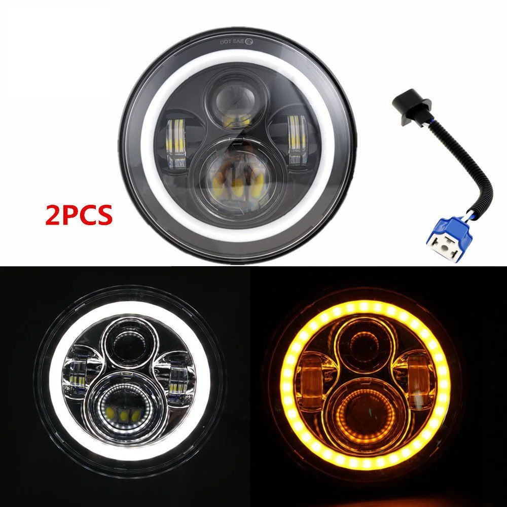 7 ''круглый светодиодный светильник Harley для Jeep CJ Wrangler JK вождения с Halo ring Angel eyes DRL