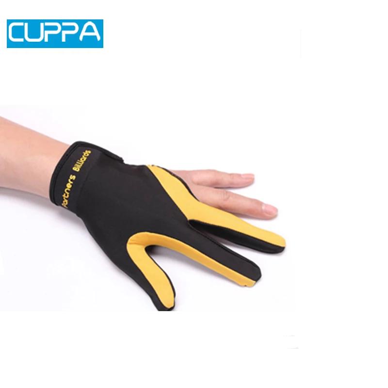 Высокое качество красный и желтый цвет три пальца бильярдные перчатки для игры в