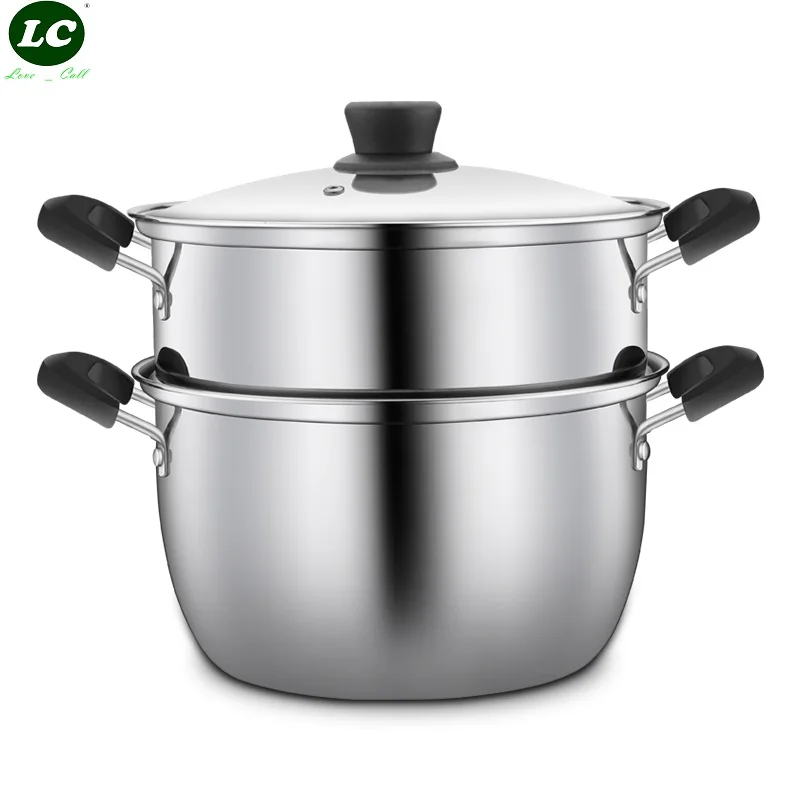 

8Litre Cooking Steamer Stainless Steel Casserole with Double Boilers Kichten Cookware