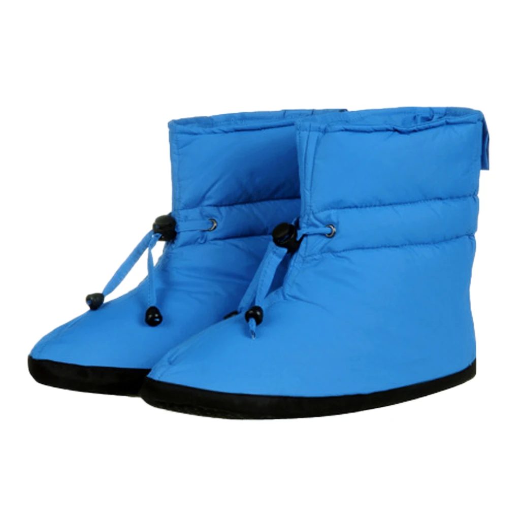 Blue 25cm Мужские и женские походные тапочки на утином пуху; мягкие ультралегкие зимние теплые носки без застежек; ботинки; теплые носки - Цвет: Blue 25cm