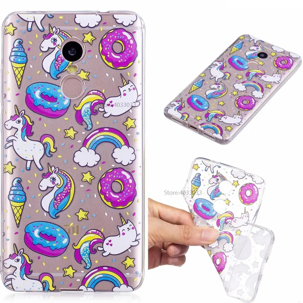 Soft TPU Case for Xiaomi Redmi Note 4 Note4 Transparent Patterned Silicone Cover Phone Red mi |