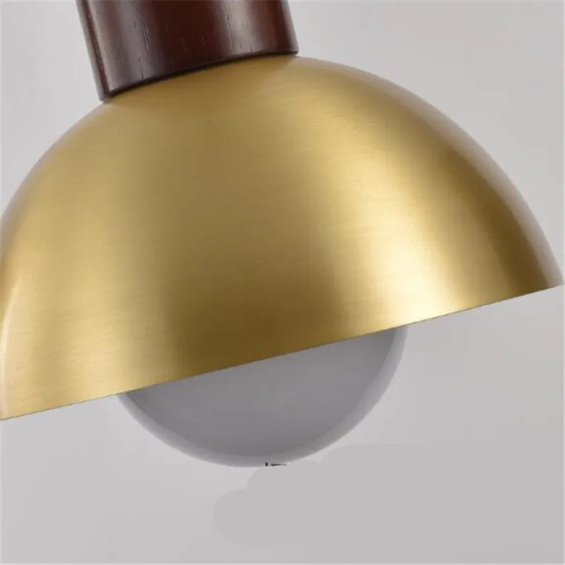 Современный простой деревянный медный светодиодный подвесной светильник для