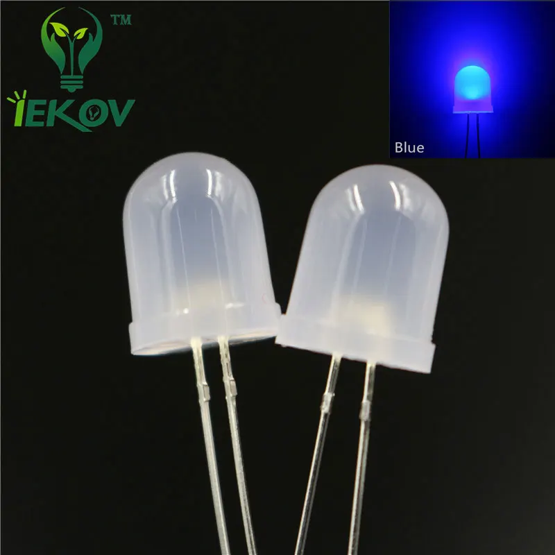20 шт. LED 10 мм рассеянный светодиодный синий Круглый топ излучающие диоды ультра