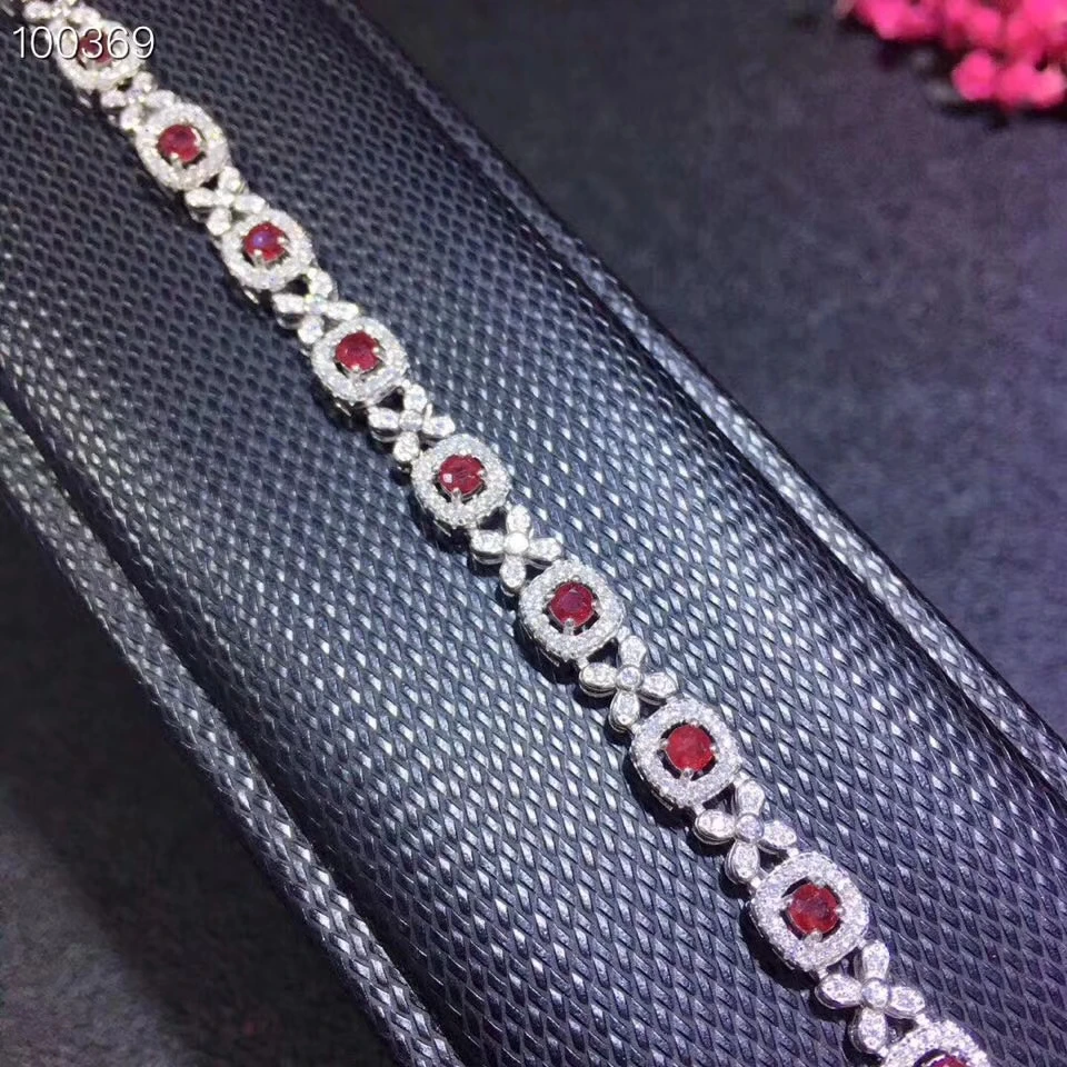 natural red ruby gem Bracelet Natural gemstone bracelet 925 sterling silver fashion square bowknot women wedding gift jewelry | Украшения и
