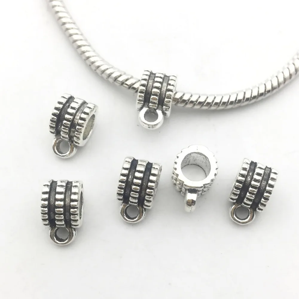 120pcs Mixed Antique Silver Bail Tube Beads Jewelry Finding Fit For Charms European DIY Necklace Bracelet Pendant Accessories | Украшения и