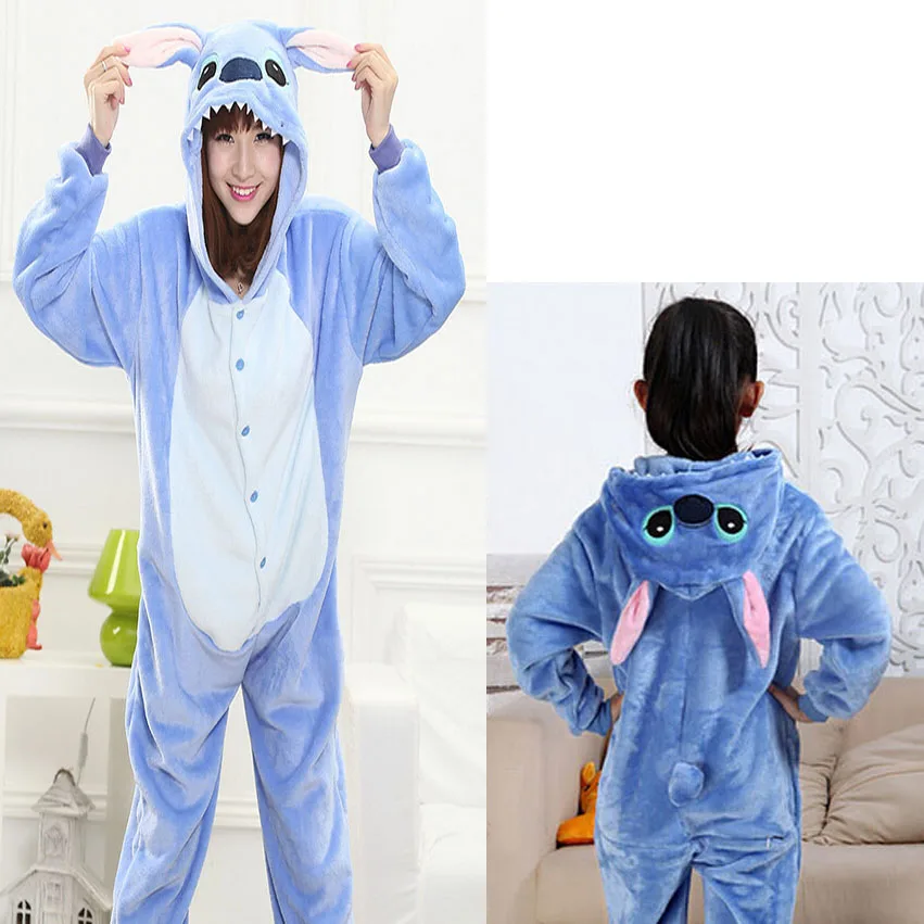 Blue Stitch Пижама для папы и дочки одинаковые комплекты для взрослых и детей Детская ткань Пижама Косплей Семейный комплект - Цвет: Blue Stitch