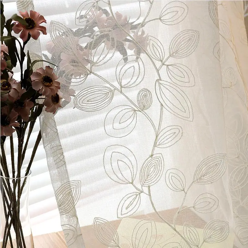 tulle FYFUYOUFY двухсторонние жаккардовые шторы для гостиной листья Тюль Шторы для спальни синель массажные затененные шторы - Цвет: tulle